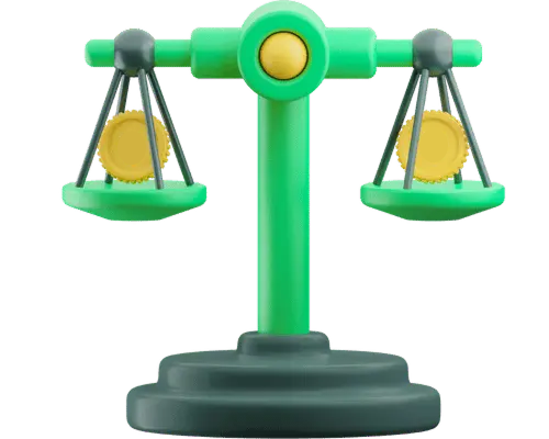 Swing Trading Balance Concept with Rupee Coins Weighing scale balanced with rupee coins on both sides representing swing trading strategies in the stock market.