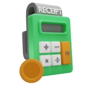 Financial planning calculator with receipt and rupee symbol.