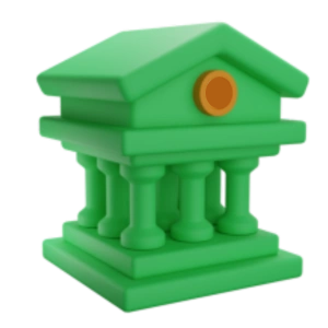 Financial Planning icon featuring a bank building with rupee symbol.